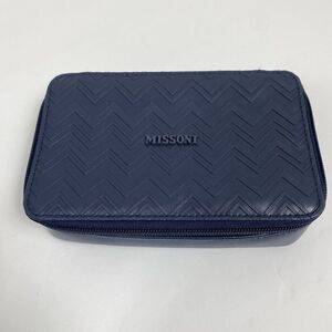 Missoni Toiletry Bag Zipper Travel Pouch Navy Blue Delta Luxe Cosmetic Organizer